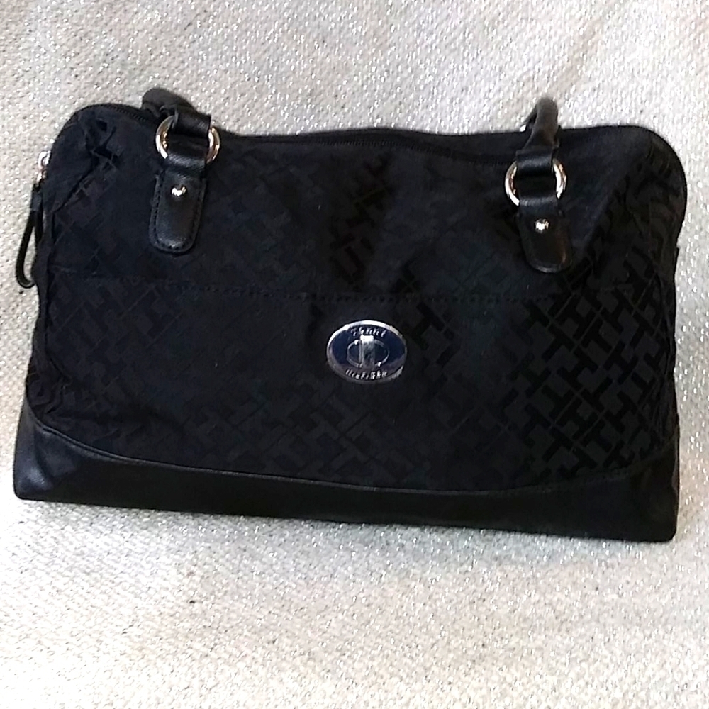Tommy Hilfiger Logo Black Nylon Handbag